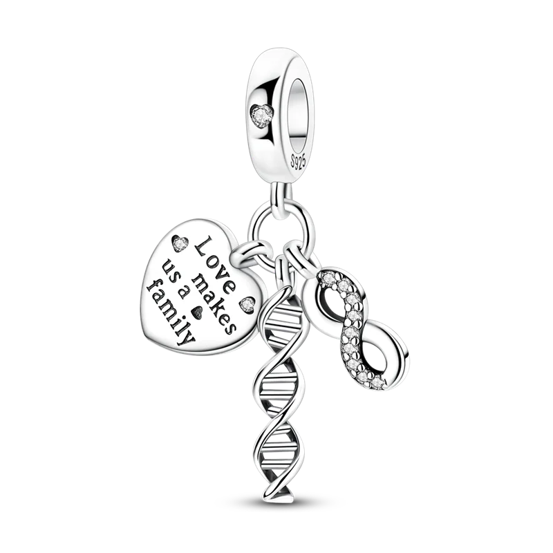 Original 925 Sterling Silber Goldene Haustiere Charms Perle Bunte Zirkonium Klee Engel Herz Baumeln Fit Armband DIY Schmuck Geschenk