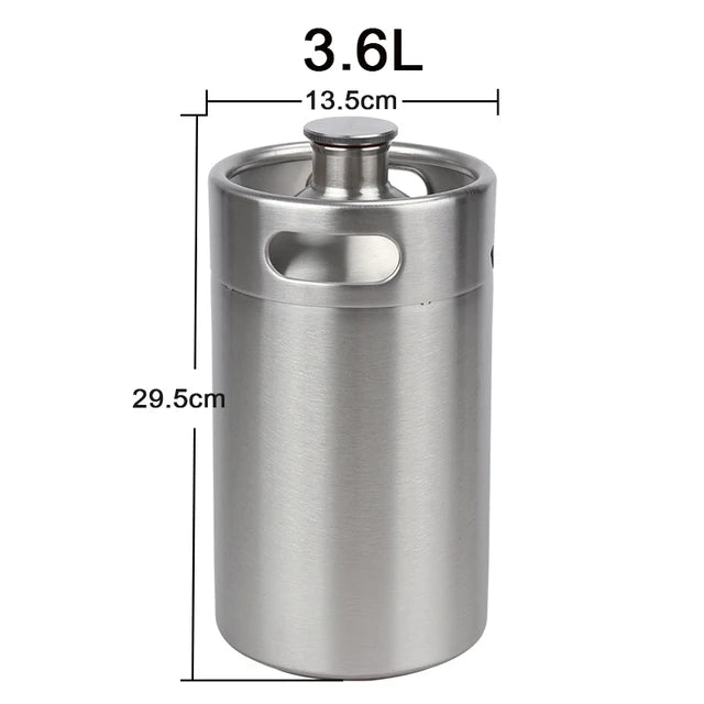 Neuer Mini-Bierfass, einwandiger Bierkräuter, nachfüllbar, tragbar, zum Basteln von Getränken, Kombucha, Nitro-Kaffee-Seltzer, 2 l/3,6 l/4 l/5 l, SS304