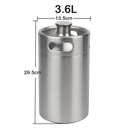 Neuer Mini-Bierfass, einwandiger Bierkräuter, nachfüllbar, tragbar, zum Basteln von Getränken, Kombucha, Nitro-Kaffee-Seltzer, 2 l/3,6 l/4 l/5 l, SS304
