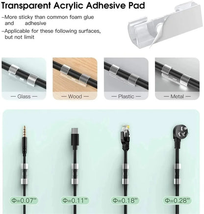 Transparente Kunststoff-Kabelclips - Durchsichtige Kabelorganisatoren für Wand- und Schreibtisch-Kabelmanagement, Selbstklebende Kabelhalter