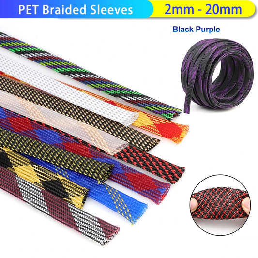 2/5/10M 2mm-20mm Flexibler Kabelschutz für Auto/Elektrische Kabel, Abrieb- und Hitzebeständige PET-Geflechtschutzmanschette