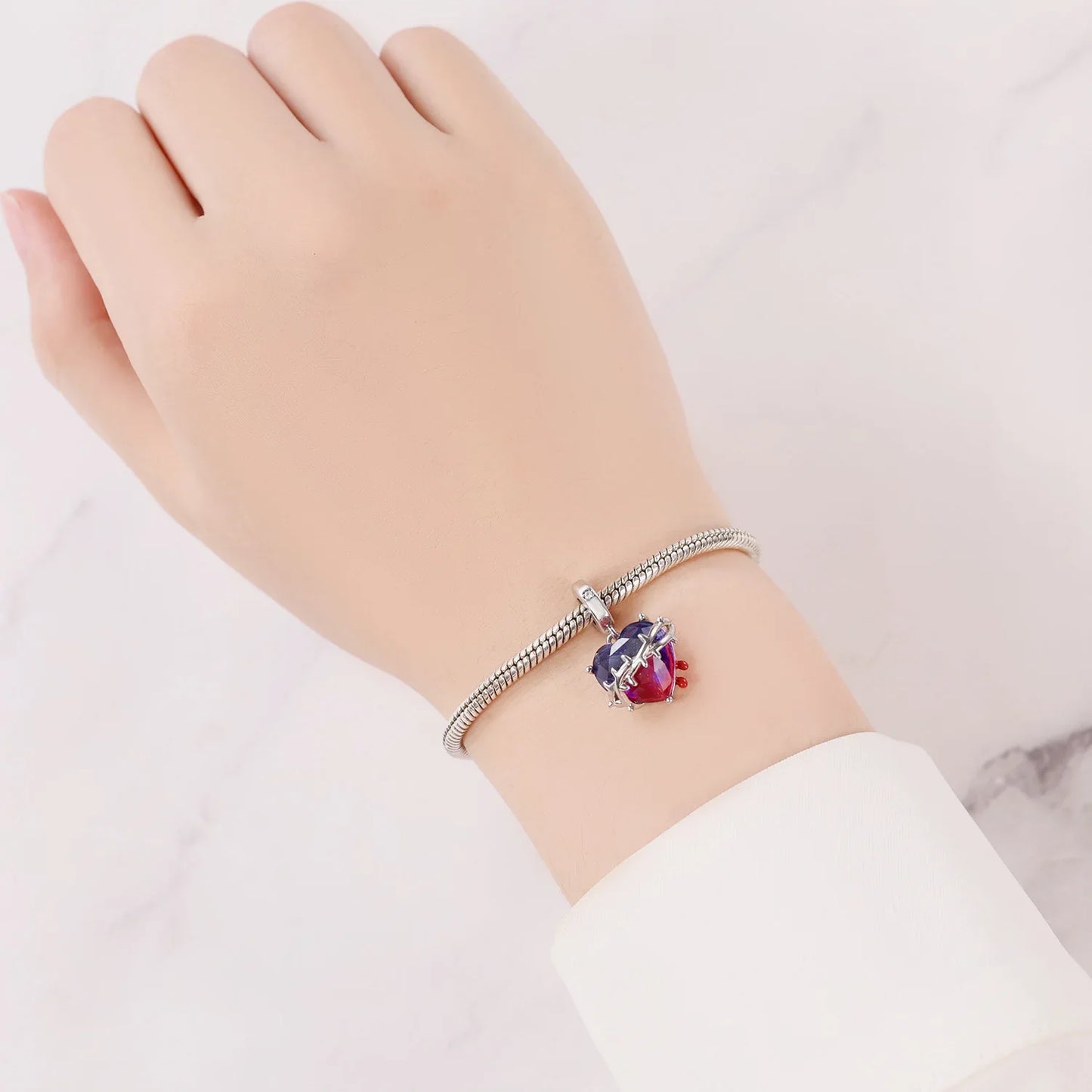 Herzförmige Charms-Perlen aus 925er-Farbverlauf, passend für Original-Armbänder, DIY, edler Schmuck, Geschenkzubehör für Frauen