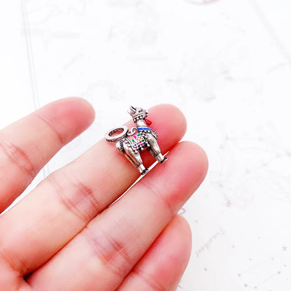 Colourfully Dekoriert Lama 925 Sterling Silber Baumeln Charme Anhänger Frauen Männer Sommer Feinen Schmuck