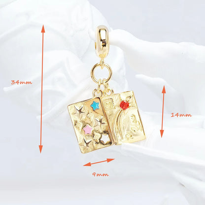 Vergoldeter Liebesbrief-Umschlag-Anhänger, baumelnder Charm, 925er Sterlingsilber, edler Schmuck, romantisches Geschenk für Frauen