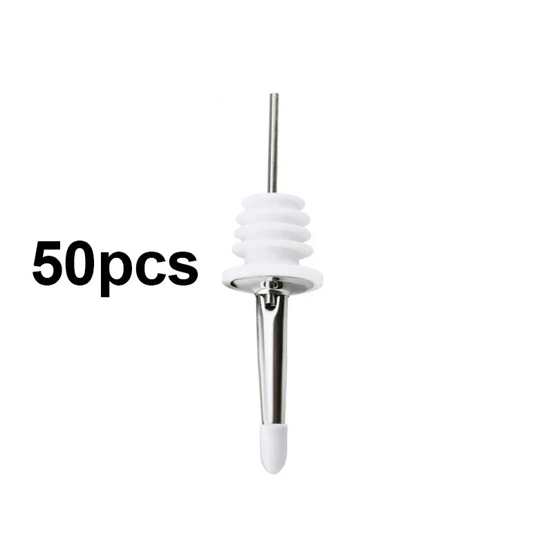 50Pcs Weinausgießer mit Gummi Staub Kappen Edelstahl Alkohol Dispenser Liquor Tüllen Flasche Ausgießer