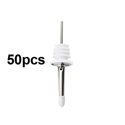 50Pcs Weinausgießer mit Gummi Staub Kappen Edelstahl Alkohol Dispenser Liquor Tüllen Flasche Ausgießer