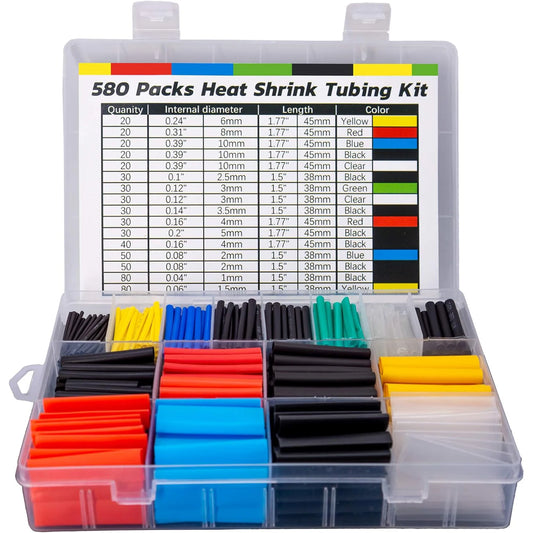 580/560-teiliges Schrumpfschlauch-Set aus EVA-Material in 6 Farben und 11 Größen – ideal für elektrische Isolierung, Reparaturen und Kabelverbindungen
