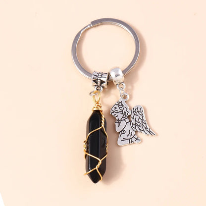 Nette Natürliche Stein Keychians Retro Silber Farbe Legierung Sonne Charms Schlüsselanhänger Frauen Männer Handtasche Anhänger Schlüssel Ketten DIY Zubehör