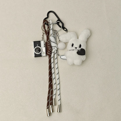 2025 neue Nette Cartoon Plüsch Puppe Tasche Anhänger Hund Kaninchen Kleiner Bär Kamera Schlüsselanhänger Zubehör Geschenk