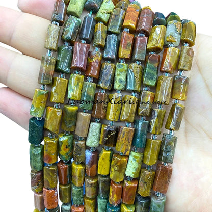 8x12mm Naturstein Grüner Malachit Unregelmäßiger Zylinder Lose Distanzperlen für Schmuckherstellung Diy Armband Charms Zubehör