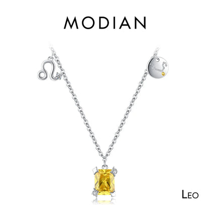 Modian 925 Sterling Silber Regenbogen Zirkonia Skorpion Geburts stein Sternzeichen Symbol Charme Anhänger Halsketten für Frauen edlen Schmuck