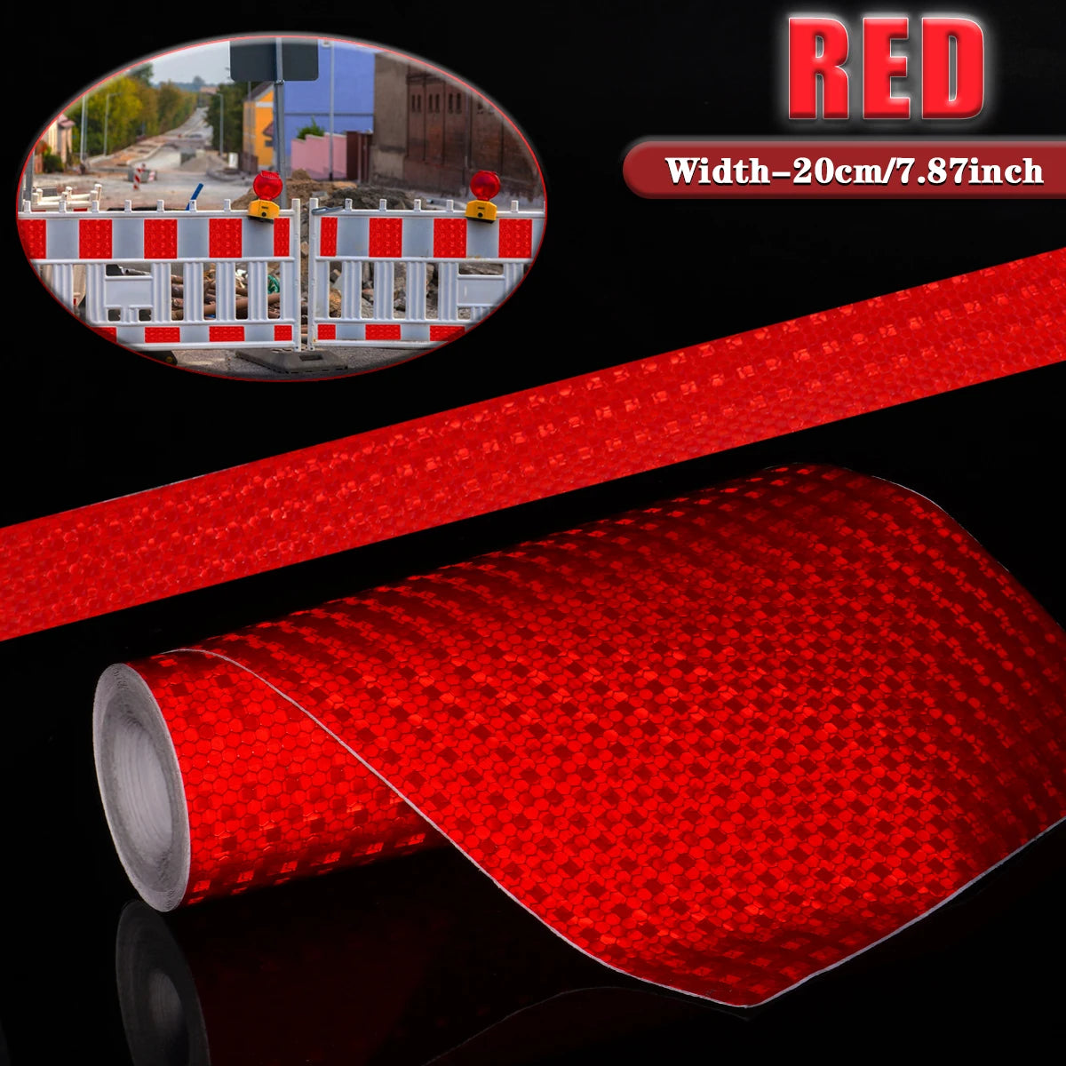 20 cm einfarbiges, reflektierendes Klebeband mit hoher Helligkeit, selbstklebender PVC-Sicherheitsschutz für LKWs, Autos, Baustellen