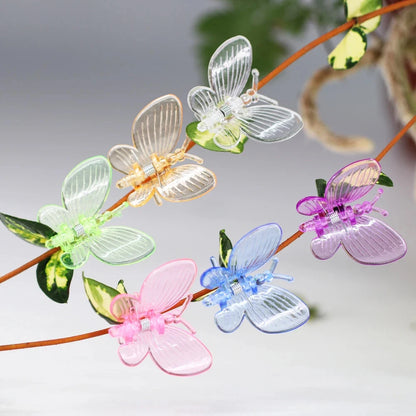 100 stücke Kunststoff-Pflanzen clips im Schmetterlings stil mit 4-Klauen-Orchideenblüten unterstützen Klammern, die den gebundenen Bündel zweig des Weinreben stiel verschlusses erklimmen