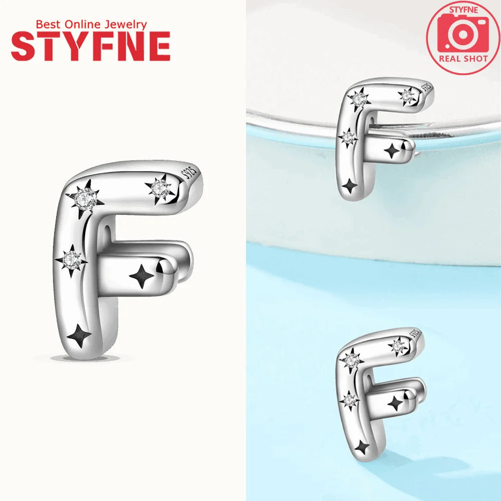 Charms aus 925er Silber, Buchstaben-Serie, Sternenlicht-Buchstaben, glänzende Zirkon-Perlen, passend für Armbänder, Zubehör, Schmuckherstellung, edler Schmuck, Geschenk