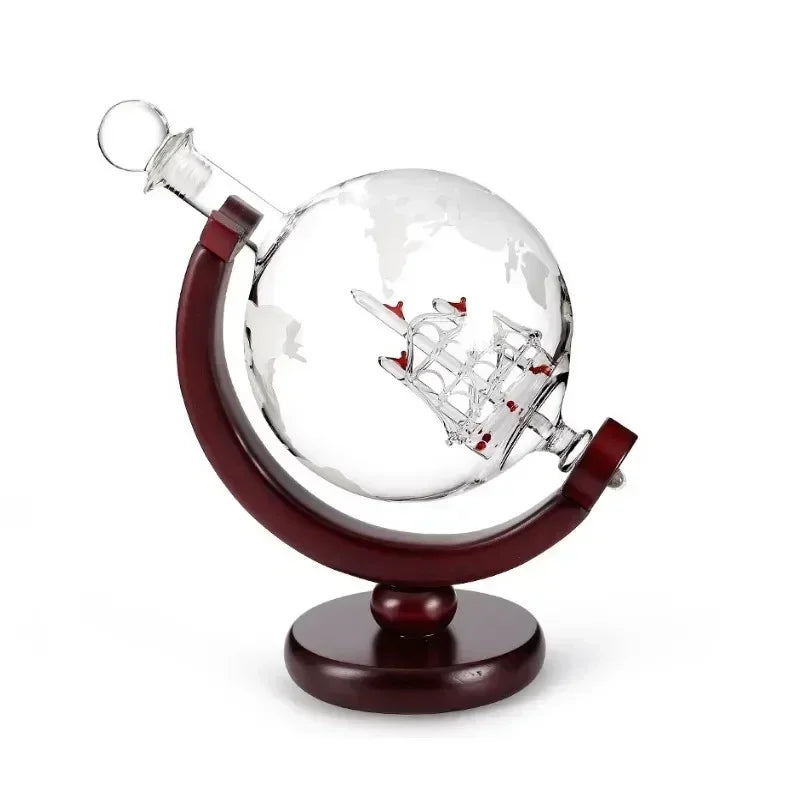 Kreatives Globus-Dekan ter-Set mit bleifreier Karaffe, exquisitem Holz ständer und 2 Whisky gläsern Whisky-Dekan ter Globe Grade-Geschenk