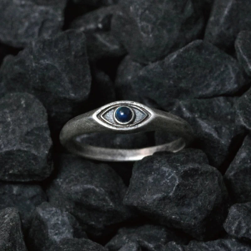 Silber Lapislazuli Vintage einfache ethnische Stil Pferde auge spitze blaue Ringe Unisex-Version für Trend Party Bankett Schmuck Geschenk