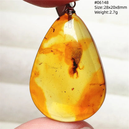 Natürlicher Piebald-Bernstein-Anhänger, gelber Bernstein, 36 x 23 x 14 mm, Edelstein-Anhänger, Halskette, Schmuck, AAAAA