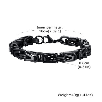 Klobige byzantinische Kettenarmbänder für Männer und Jungen, V-förmiges Edelstahl-Kettenglied-Armband, Vintage-Schmuck, Accessoires, Herrengeschenke