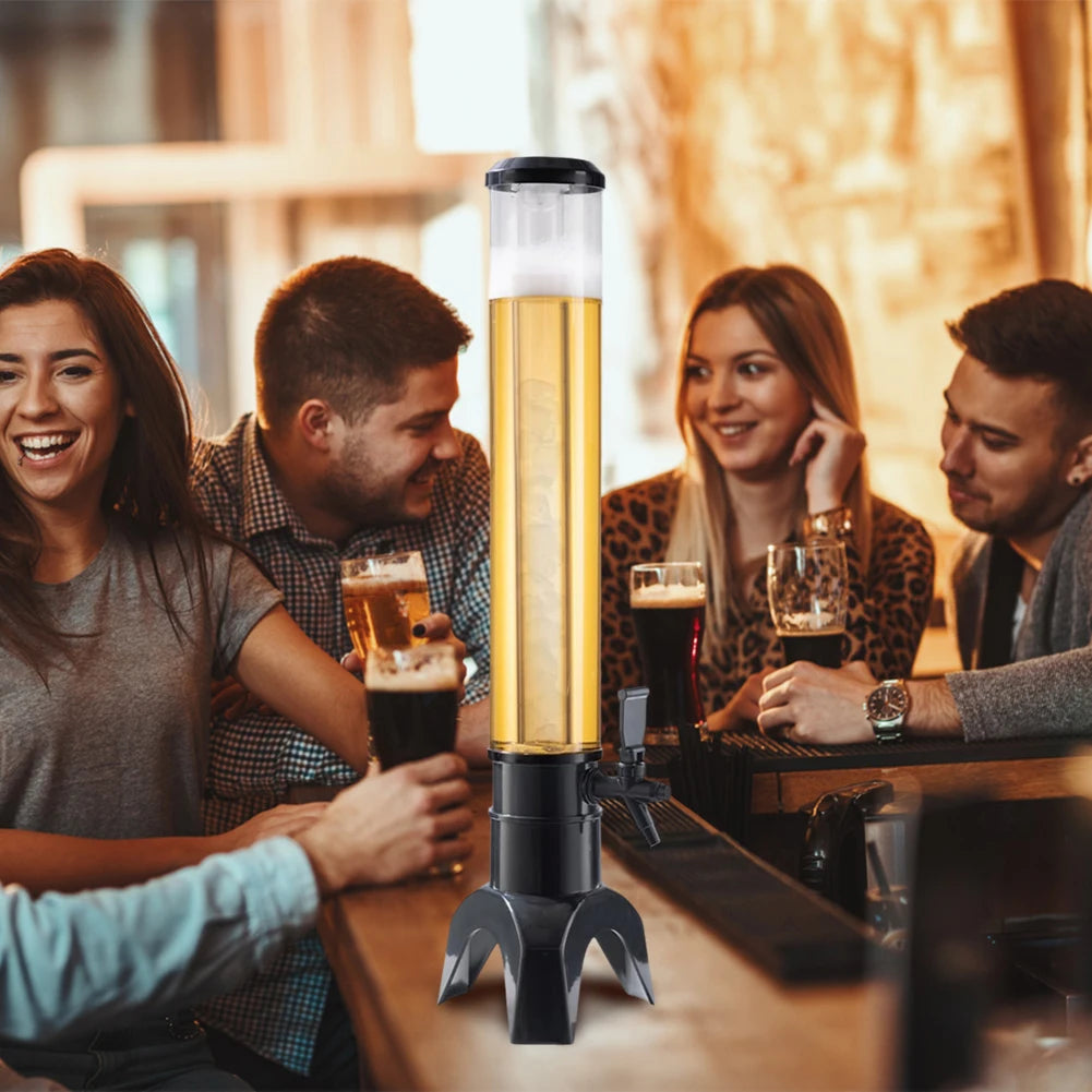 1,5/3/3,5L Bier-Tower Getränkespender mit LED-Farblichtern und Eisrohr Hält Getränke Eiskalt Klare Getränke