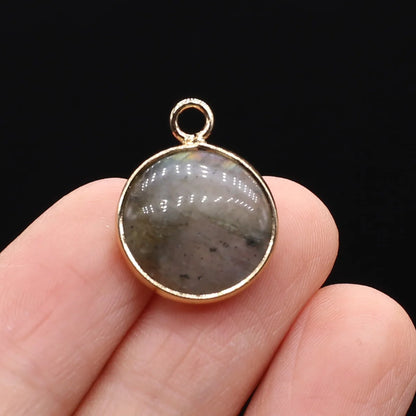 Naturstein-Anhänger, runde Form, Edelstein, exquisite Charms für Schmuckherstellung, DIY-Armband, Halskette, Ohrringe, Zubehör, Geschenke