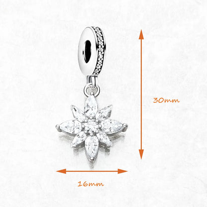 Charm-Anhänger, feminine Blume, Modeschmuck für Damen, Winter, 925er Sterlingsilber, neues romantisches Geschenk