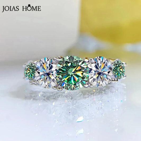 JOIAS HOME 18 Karat vergoldet 3,6 CT Alle Moissanit Ringe für Frauen 5 Steine funkelnder Diamant Ehering S925 Sterling Silber Schmuck
