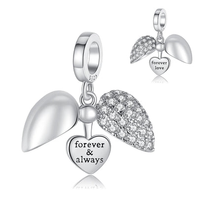 Romantischer 925 Sterling Silber Liebesschlüssel Herz-zu-Herz Charm für DIY Armband Halskette Verlobung Party Geschenke
