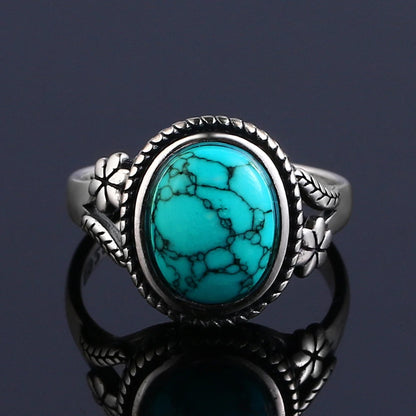 Vintage S925 Silber Ring Natürliche Türkis Ringe Luxus Schmuck Party Jahrestag Geburtstag Geschenk für Frauen Mann