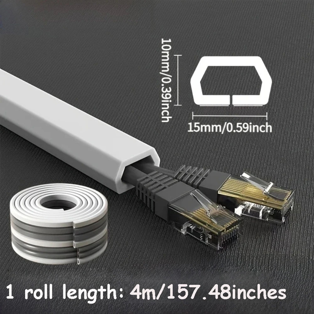 1 Rolle langer, selbstklebender Kabelschutz, Kabelabdeckung für Kabel an Wänden, Böden, aus PVC-Material, einfache Installation