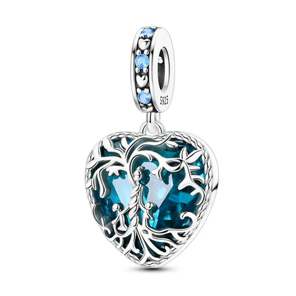 Heißer Verkauf 925er Sterlingsilber, rotes Herz und Pfeil, baumelnder Charm und blauer Murano-Glas-Delfine-Anhänger, passend für Armband, Modeschmuck