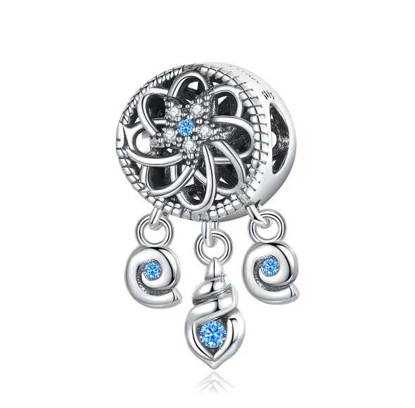 Blaue Serie 925 Sterling Silber Eidechsen-Herz Roboter Kaffee Mit Blumen Charms Passend für DIY Armband Halskette Casual Party Geschenke