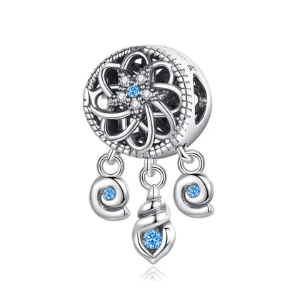 Blaue Serie 925 Sterling Silber Eidechsen-Herz Roboter Kaffee Mit Blumen Charms Passend für DIY Armband Halskette Casual Party Geschenke