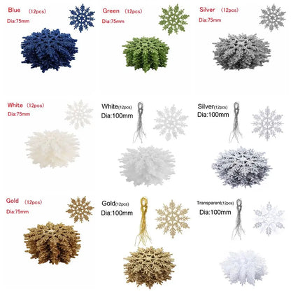 12pcs 7,5 cm Gold pulver Schneeflocke für Weihnachten charmante weiße Weihnachts baum Dekor Weihnachts feier Urlaub Weihnachts schmuck Wohnkultur