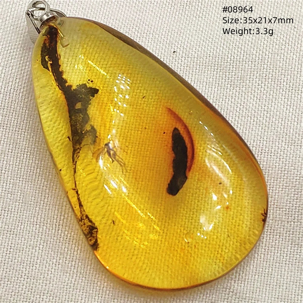 Natürlicher gelber Insekt-Bernstein-Anhänger für Damen und Herren, Bernstein-Insekt, baltischer Edelstein, Halskette, Schmuck, Heilung, AAAAA