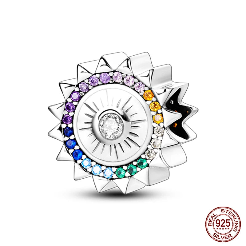 Fit 925 Original Armband 100 % 925 Sterling Silber Glänzende Bunte Zirkon Herz Charms Perlen Exquisite DIY Schmuck Geschenk