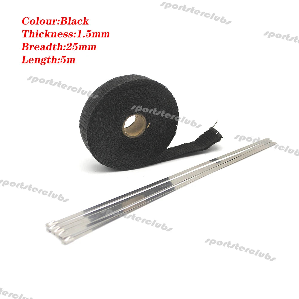 5M/10M/15M Titan Schwarz Fiberglas Thermische Auspuff Header Rohr Wärme Wrap Turbo Rohr verteiler Wärmedämmung Band Rolle 50mm
