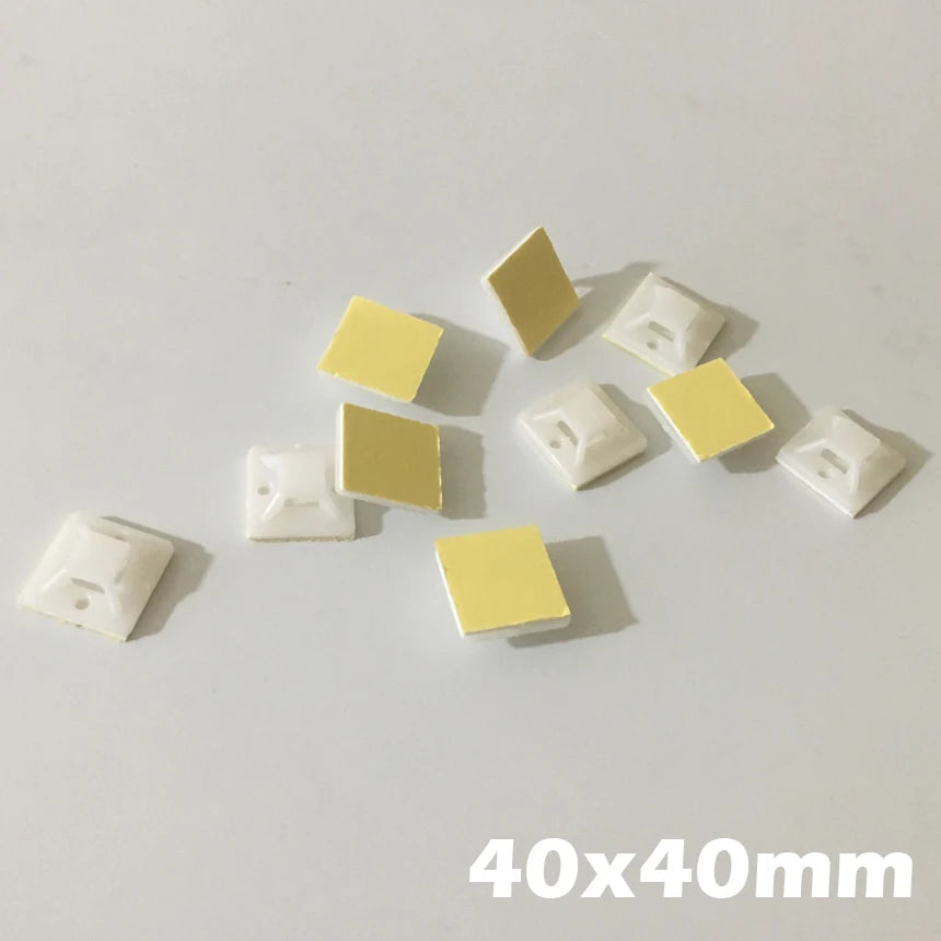 50 Stück 30 x 30 mm, 30 x 30 cm, weiß, schwarz, Nylong, quadratisch, Kunststoff, gelb, selbstklebender Draht, Reißverschluss, fester Halter, Kabelbinder-Montagebasis