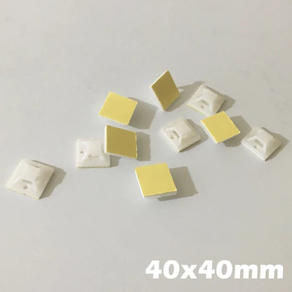 50 Stück 30 x 30 mm, 30 x 30 cm, weiß, schwarz, Nylong, quadratisch, Kunststoff, gelb, selbstklebender Draht, Reißverschluss, fester Halter, Kabelbinder-Montagebasis