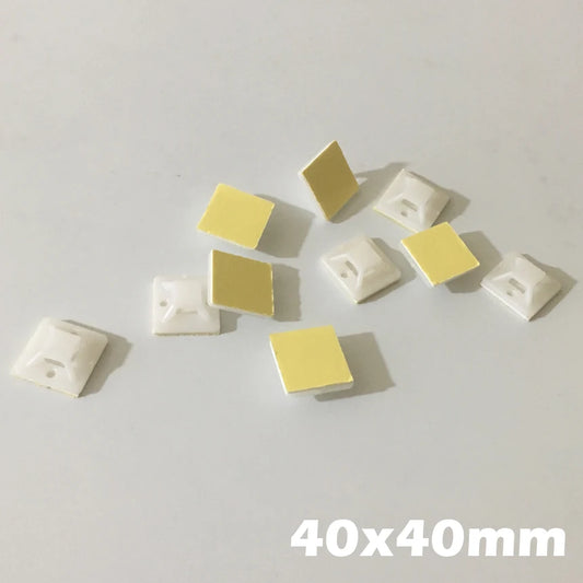 50 Stück 30 x 30 mm, 30 x 30 cm, weiß, schwarz, Nylong, quadratisch, Kunststoff, gelb, selbstklebender Draht, Reißverschluss, fester Halter, Kabelbinder-Montagebasis