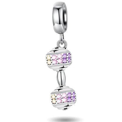 Charms aus 925er-Sterlingsilber mit Tierhantel, niedlicher rosa Hund, Perlen, passend für DIY-Armbänder, Armreifen, Geschenk von hochwertigem Schmuck