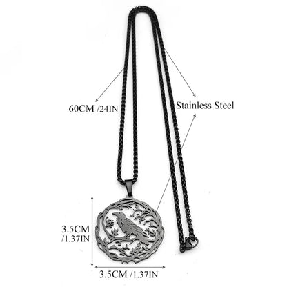 Hohle Krähe Rabe Vögel Anhänger Halskette Frauen Männer Edelstahl Schwarz Farbe Liebe Blume des Lebens Ritter Kette Schmuck Geschenke