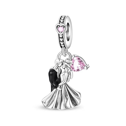 Charakter-Serie, 925er-Sterlingsilber, modisches Mädchen-Paar, Hochzeits-Charms, passend für DIY-Armbänder, Halsketten, exquisite Geschenk-Paarung