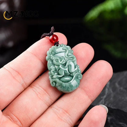Natürliche eine Ware Jadeit zwölf chinesische Tierkreis Ratte Tiger Anhänger Schmuck hand geschnitzte benutzer definierte Maskottchen Schmuck Jade Halskette Geschenk