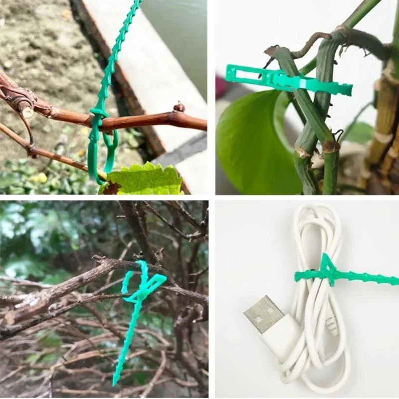 13–34 cm verstellbare Kunststoff-Pflanzenkabelbinder, wiederverwendbare Kabelbinder für Garten, Baumklettern, Unterstützung für Pflanzenreben, Tomaten, Stiele, Clip