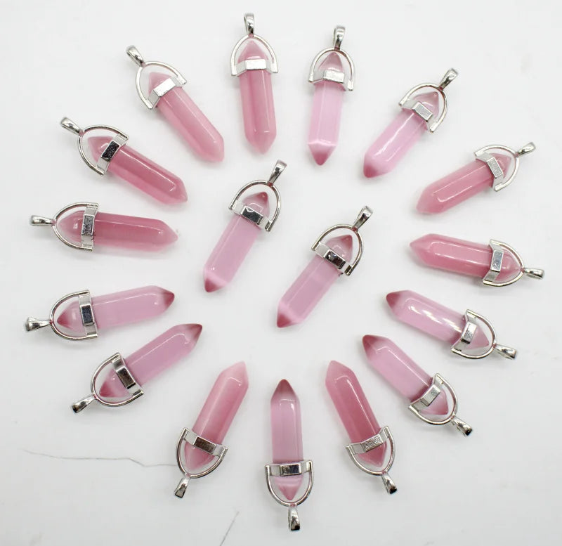 24 stücke Natürliche Stein Achate Quarz Kristall Anhänger Für Halskette Charme Fluorit Sechseckigen Anhänger DIY Schmuck Machen Zubehör