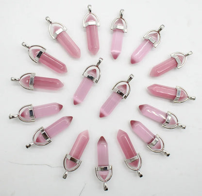 24 stücke Natürliche Stein Achate Quarz Kristall Anhänger Für Halskette Charme Fluorit Sechseckigen Anhänger DIY Schmuck Machen Zubehör