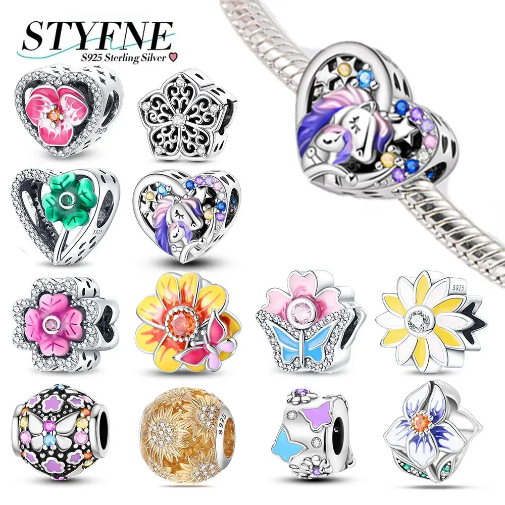 925 Silber Farbe Romantische Retro Herzförmige Blume Wächter Schmetterling Amulett Fit Original Armband DIY Schmuck Geschenk
