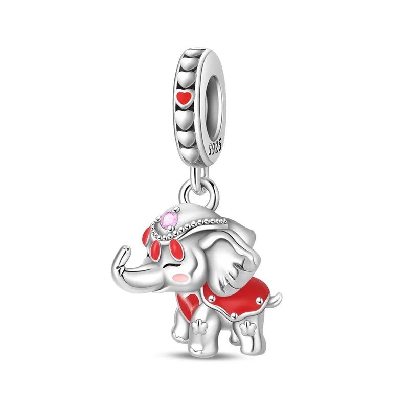 Wunderschöner roter Anhänger aus 925er-Sterlingsilber mit Rosenherz, Krabbe, Feuerwerkskörper, für Mädchen und Jungen, passend für DIY-Armbänder, Halsketten, süße Geschenke