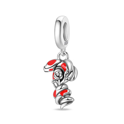 Wunderschöner roter Anhänger aus 925er-Sterlingsilber mit Rosenherz, Krabbe, Feuerwerkskörper, für Mädchen und Jungen, passend für DIY-Armbänder, Halsketten, süße Geschenke