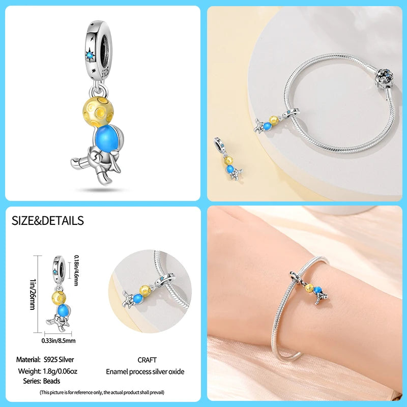 100 % 925 Sterling Silber Mode Raumfahrt Sammlung Rakete Astronaut Charms Perlen passen Qikaola Original Armband DIY Schmuck
